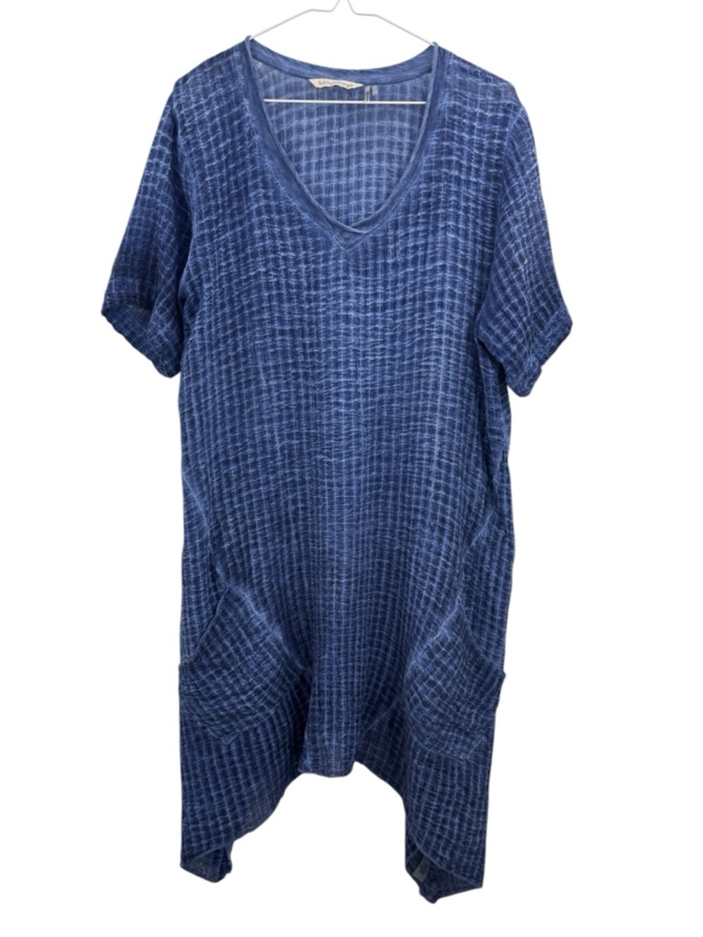 Soft Surroundings Blue Textured Tunic Dress Asymmetrical Hem Gauze Relaxed Fit